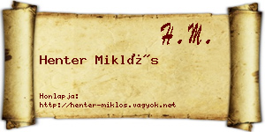 Henter Miklós névjegykártya